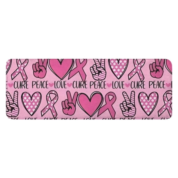 Pink Breast Cancer and Love Kitchen Rug Mat,Kitchen Runner Rugs Non Skid Washable,Decorative Kitchen Floor Mats for Kitchen,Sink,Laundry,17"x47.2"