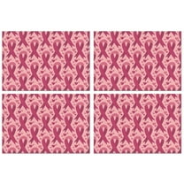 Pink Breast Cancer and Love Summer Placemats Table Placemats Set Of 4-Linen Kitchen Washable Placemats Table Mats 11.8"x17.7" Non-Slip Heat Resistant