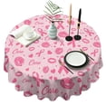 thumbnail image 1 of Pink Breast Cancer and Pioneer Flower Love Round Tablecloth 60"x60",Wrinkle Wipeable Table Cloth for Kitchen Dining Room Picnic Patio Party, 1 of 6