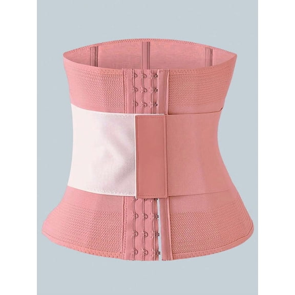 Pink Breathable Waist Cincher With Hook & Loop Fastener