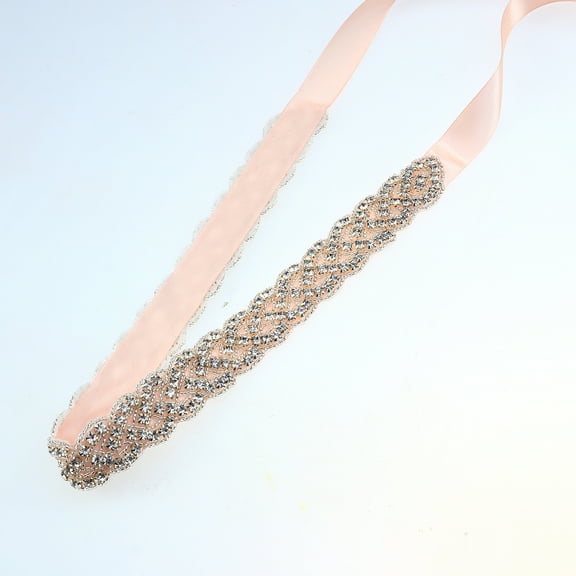 Pink Bridal Rhinestone Crystal Wedding Dress Belt Elegant Rhinestone Decor Wedding Dress Belt Ribbon for Bride Woman Lady