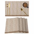 thumbnail image 1 of Pink Brown Floral Placemats Set of 4, Spring Flowers Placemats for Dining Table, Place Mats for Kitchen Tabletop, Waterproof Wipeable Dining Table Mats Set, 1 of 9