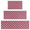 thumbnail image 1 of Pink Brown Heart Checkered Pattern Kitchen Rugs Sets Of 3,Kitchen Runner Rugs Non Skid Washable,Decorative Kitchen Floor Mats for Kitchen,Sink,Laundry,17"x30"+ 17"x47" + 17"x59", 1 of 6