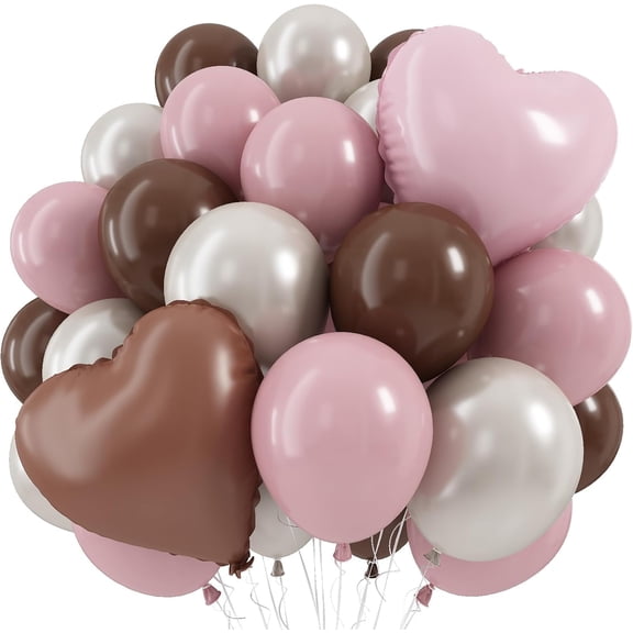 Pink Brown Heart Foil & Latex Balloons