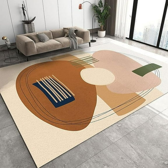 Pink Brown Irregular Geometry Area Rug, Modern Medieval Nordic Style Rugs For Living Room, Washable Durable With Non-slip Carpet For Office Entrance Door Mats Porch Hotels 3 x 4ft