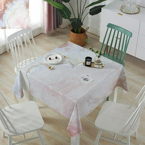 Pink Brown Ombre Rectangle/Square/Round Waterproof Tablecloths 52x52 inch Modern Marble Abstract Art Geometric Polyester Table Cloth Table Cover Tabletop for Wedding Party Dinner