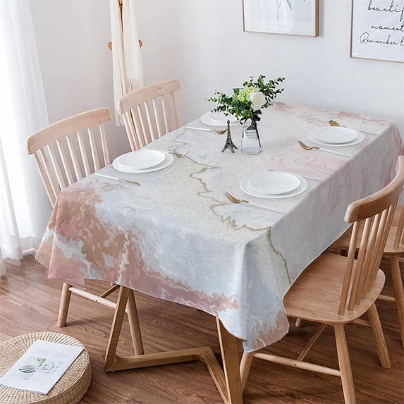 Pink Brown Ombre Rectangle/Square/Round Waterproof Tablecloths 60x84 inch Modern Marble Abstract Art Geometric Polyester Table Cloth Table Cover Tabletop for Wedding Party Dinner