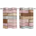 thumbnail image 1 of Pink Brown Vintage Kitchen Curtains Small Short 39 Inch Length, Retro Farmhouse Elegant Pastoral Grommet Top Bedroom Living Room Curtains, Light Filtering Cafe Curtain Drapes 2 Panels Set 55''x39'', 1 of 9