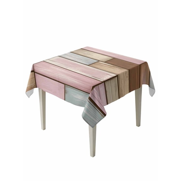 Pink Brown Vintage Table Cloth, Waterproof Tablecloth for Square Tables, Retro Farmhouse Elegant Pastoral Reusable Washable Fabric Table Cover for Restaurant Kitchen Dining Tables 54"x54"