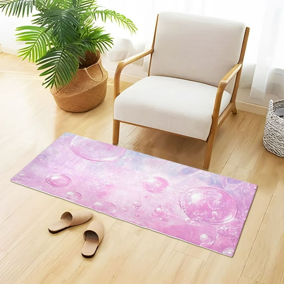 Pink Bubbles Bathroom Rug 39x20 Non Slip Quick Dry Washable Bathroom Mats for Bedroom Living Room Kitchen