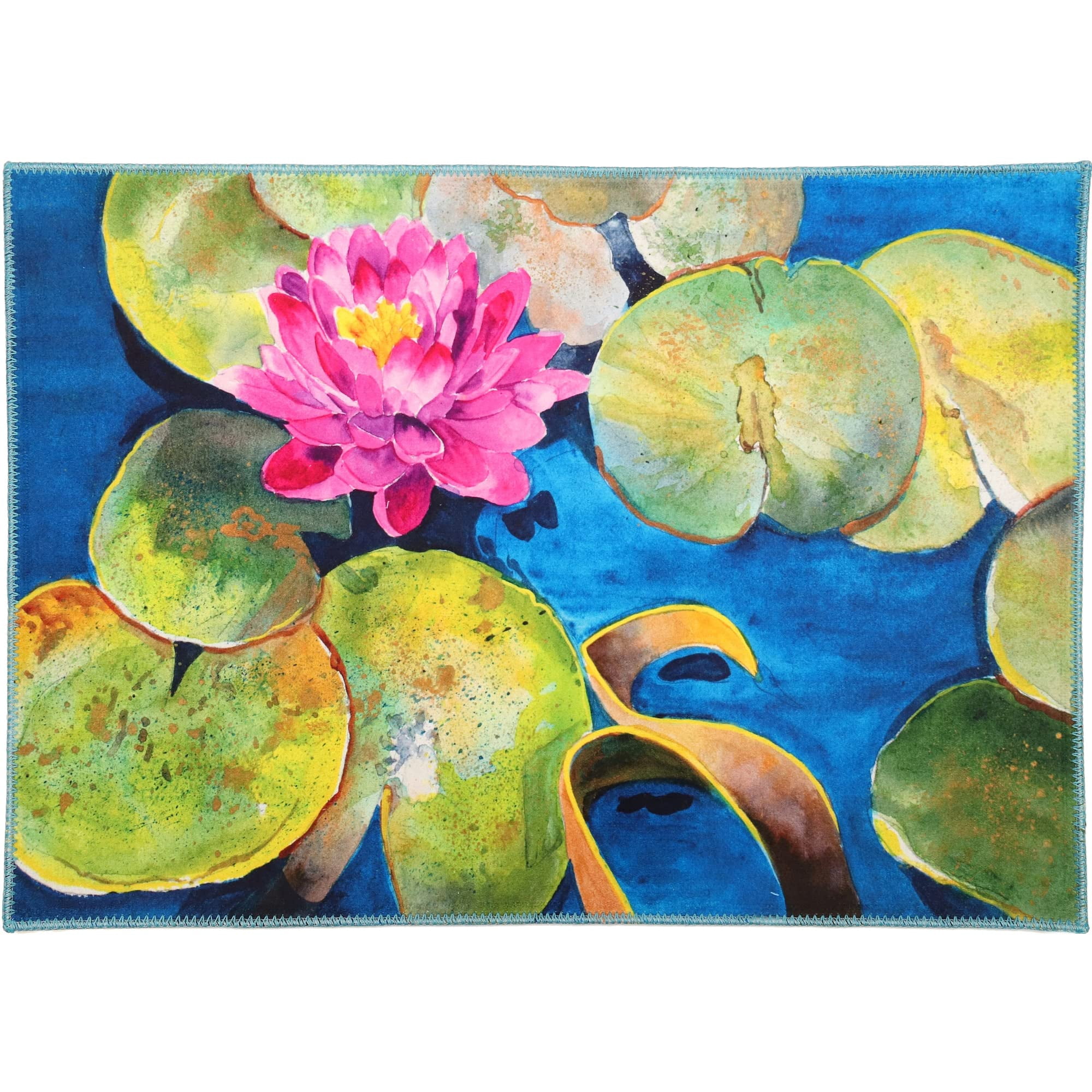 Pink Budding Lily PadOlivia's Home Accent Washable Rug 22