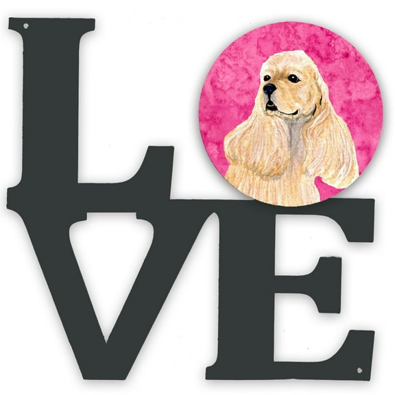 Pink Buff Cocker Spaniel Metal Wall Artwork LOVE