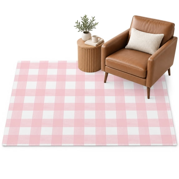 Pink Buffalo Area Rug 4'x6', Plaid Soft Mat Non-Slip Silicone Backing ...