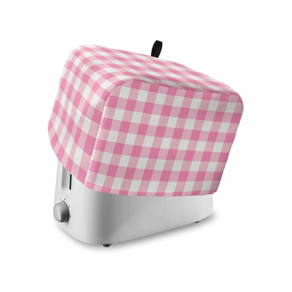 Pink Buffalo Check Small Toaster Cover 2 Slice, Kitchen Appliance Covers, Valentine's Day Modern Rustic Plaid Toaster Oven Cover with Loop, Bread Machine Cover Polyester Dust Cover Protection