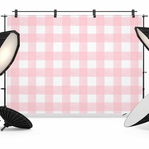 Pink Buffalo Plaid Backdrop for Photoshoot,Photography Photo Studio Background Wall Backdrop,Farmhouse Pink White Checkered Back Drop Banner Panel for Portraits Wedding Party Live Streaming 7x5Ft