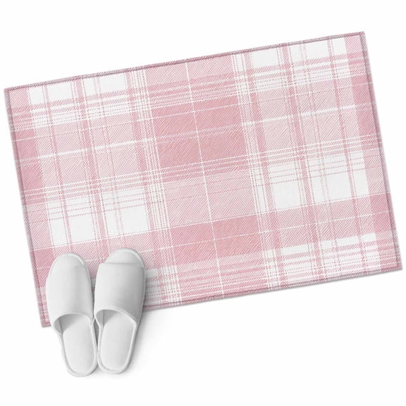 Pink Buffalo Plaid Entryway Rug 2x3 Area Rug Washable Indoor Doormat Small Bathroom Rugs Non-Slip Low Pile Accent Throw Rugs Farmhouse Modern Checkered Floor Carpet for Kitchen Bedroom Entrance