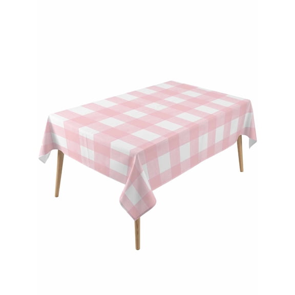Pink Buffalo Plaid Rectangle Tablecloth, Farmhouse Pink White Checkered Waterproof & StainResistant Tablecloth, Washable Oil-proof Table Cover for Dining/Party/Wedding/Camping/Buffet 60x120 In