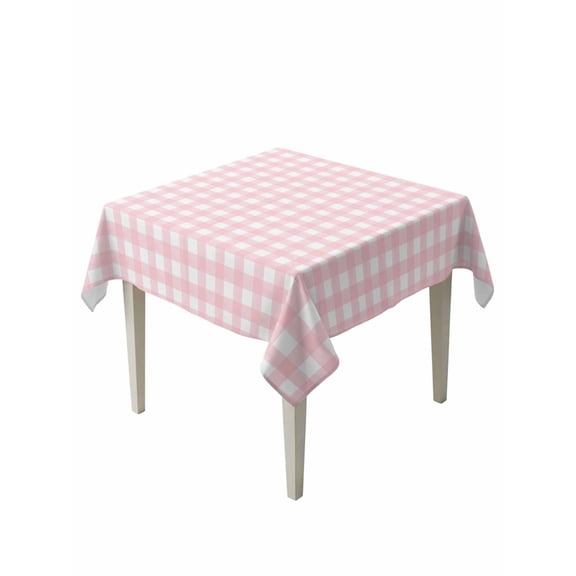Pink Buffalo Plaid Suqare Tablecloth - 54 x 54 Inch, Farmhouse Pink White Checkered Waterproof & StainResistant Tablecloth, Washable Oil-proof Table Cover for Dining/Party/Wedding/Camping/Buffet