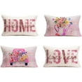 thumbnail image 1 of Pink Buffalo Plaids Pillow Covers 12“x20” Vintage Truck with Spring Flowers Butterfly Decorations Throw Lumbar Pillow Cases Set of 4 Valentine’s Day Home Sweet Home Love Lives Here Pillowcase, 1 of 6