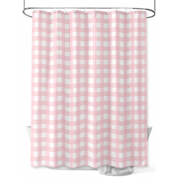 Pink Buffalo Shower Curtain, Plaid Waterproof Shower Curtain Set with 12 Hooks Lightweight Washable Fabric Shower Curtains for Bathroom 72x84 Inches