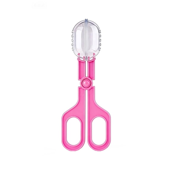 Pink Bug Catcher Tweezers for Student, 7.28-Inch Scissors-Style Insect Grabber with Transparent for Outdoor Exploration