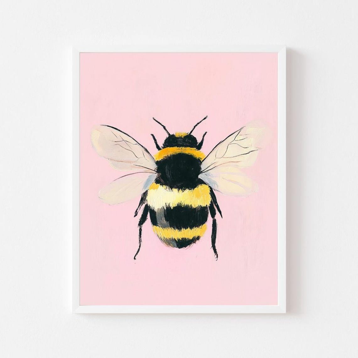 Pink Bumblebee Painting Colorful Pastel Bee Wall Art Print Girly Insect ...