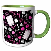 3drose, Pink Bunco Pattern, 15oz Two-tone Green Mug