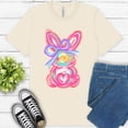 thumbnail image 1 of Pink Bunny Bow Graphic T-Shirt | Hand-Painted Pastel Rabbit Tee for Women, Natural, S, 1 of 6