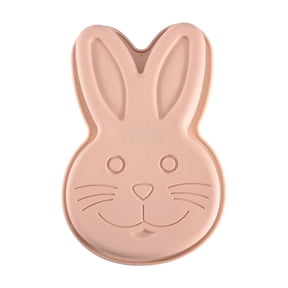 Pink Bunny Cake Mold Baking Pan Easter Bunny Shaped Cake Pan Silicone For Holiday Birthday Party Cake Baking 11.6X7.9X2.1 Inch 1Pc