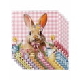 thumbnail image 1 of Pink Bunny Easter Cloth Napkins Set of 6 Reusable Dinner Napkins, Tulip Spring Floral Eggs Checkered Pastoral Cocktail Napkin Washable Table Napkins for Wedding/Holiday Party/Baby Shower 20"x20", 1 of 7