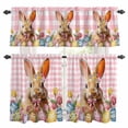 thumbnail image 1 of Pink Bunny Easter Kitchen Curtains Sets for Windows 24 Inch Length, Tulip Spring Floral Eggs Checkered Pastoral Rod Pocket Window Treatments Tier Curtains and Valances Set for Bedroom/Bathroom, 1 of 8