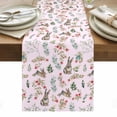 thumbnail image 1 of Pink Bunny Floral Easter Table Runner - 70 Inch Long, Kitchen Dining Table Runner Dresser Scarves, Elegant Pastoral Spring Floral Rabbits Farmhouse Decor for Coffee Tables Wedding Party Banquet, 1 of 8