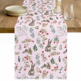 thumbnail image 1 of Pink Bunny Floral Easter Table Runner - 90 Inch Long Elegant Pastoral Spring Floral Rabbits Cotton and Linen Blended Dress Scarves Farmhouse Table Runner for Kitchen Dining, Coffee Table, 13" x 90", 1 of 8