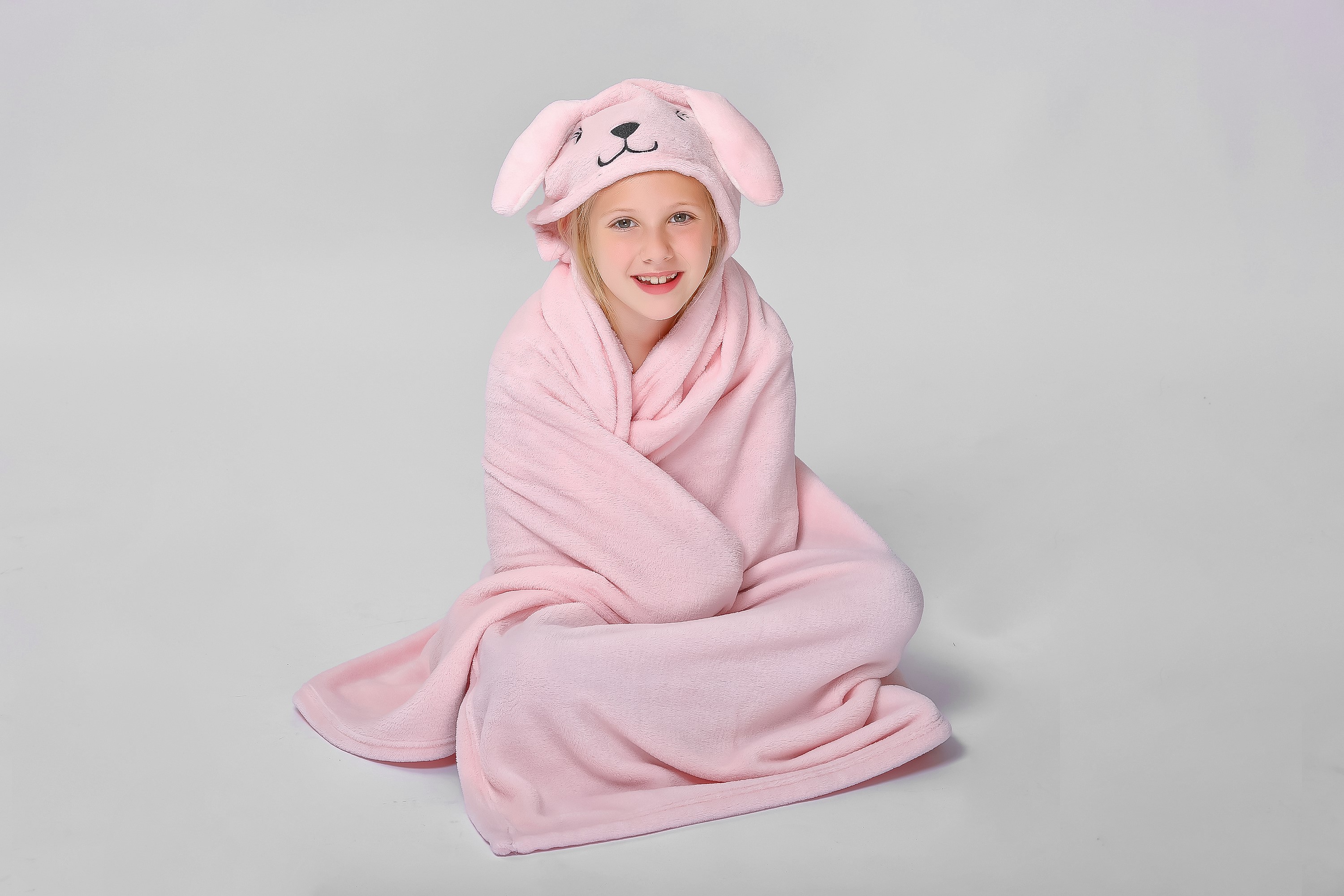 Pink Bunny Hooded Throw for Kids by Down Home - image 1 of 2