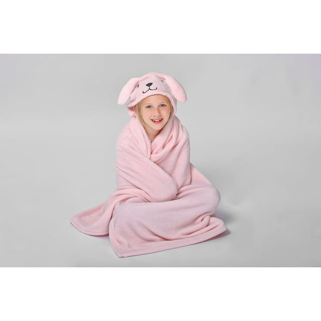 Pink Bunny Hooded Throw for Kids by Down Home