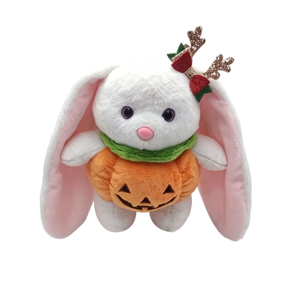 Pink Bunny Stuffed Animal Halloween Pumpkin Plush for Cute Halloween Decor Party Favors Kids Holiday Gift