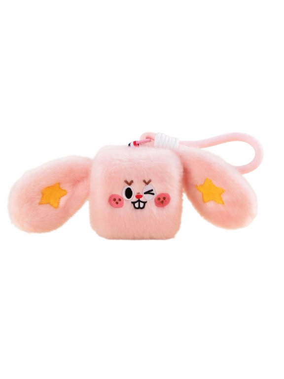 Pink Bunny Stuffed Animal Keychain with Star Ears, Single Piece, Pink Plush, for Kids, Toy and Zipper Pull Charm