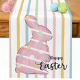 thumbnail image 1 of Pink Bunny Table Runner 72 Inches Long for Kitchen Dining, Polka Dot Colorful Stripes Farmhouse Dresser Scarf Farmhouse, Dining Table Decorations for Wedding/Parties, 18 x 72 In, 1 of 8