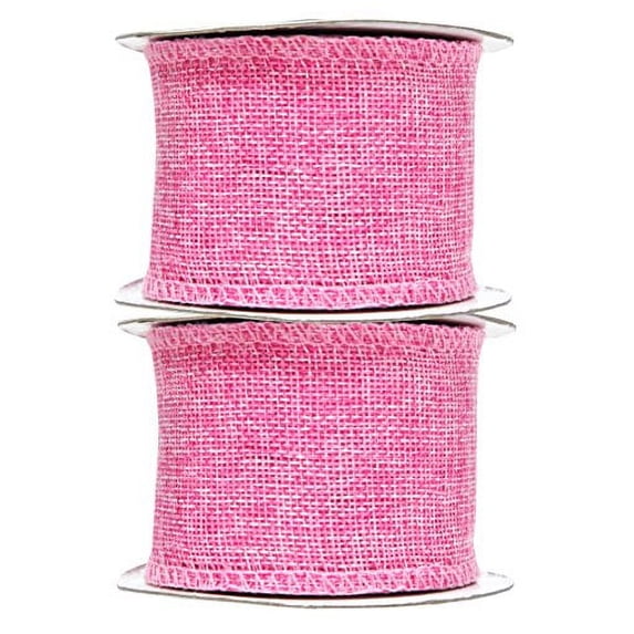 Rustic Pink Ribbon Pink Burlap Ribbon 1.5 Inch 2 Rolls 20 Yards Unwired Rustic Jute Ribbon ...