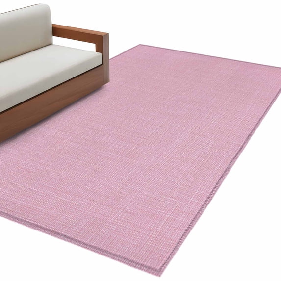 Pink Burlap Texture Large Area Rugs for Bedroom Living Room, Soft Non Slip Carpet Bedside Rug, Farmhouse Vintage Pink Rectangular Floor Cover Kitchen Accent Rug 3'x5' for Dining Room/Office