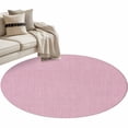 thumbnail image 1 of Pink Burlap Texture Large Area Rugs for Bedroom Living Room, Soft Non Slip Carpet Bedside Rug, Farmhouse Vintage Pink Round Floor Cover Kitchen Accent Rug 3' for Dining Room/Office, 1 of 9