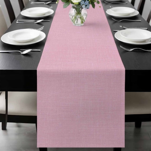 Pink Burlap Texture Table Runner 72 Inches Long, Farmhouse Vintage Pink Kitchen Coffee Dining Table Decoration for Home Party Birthday Wedding Home Decor 13x72 Inches