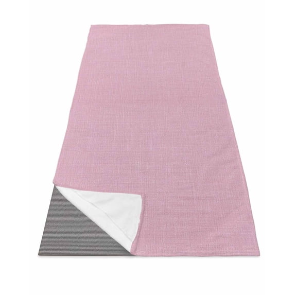 Pink Burlap Texture Yoga Towel for Hot Yoga Non Slip, Farmhouse Vintage Pink Yoga Mat Towel Absorbent Yoga Sweat Towels Microfiber Hot Yoga Blanket for Bikram Pilates 26"x70"