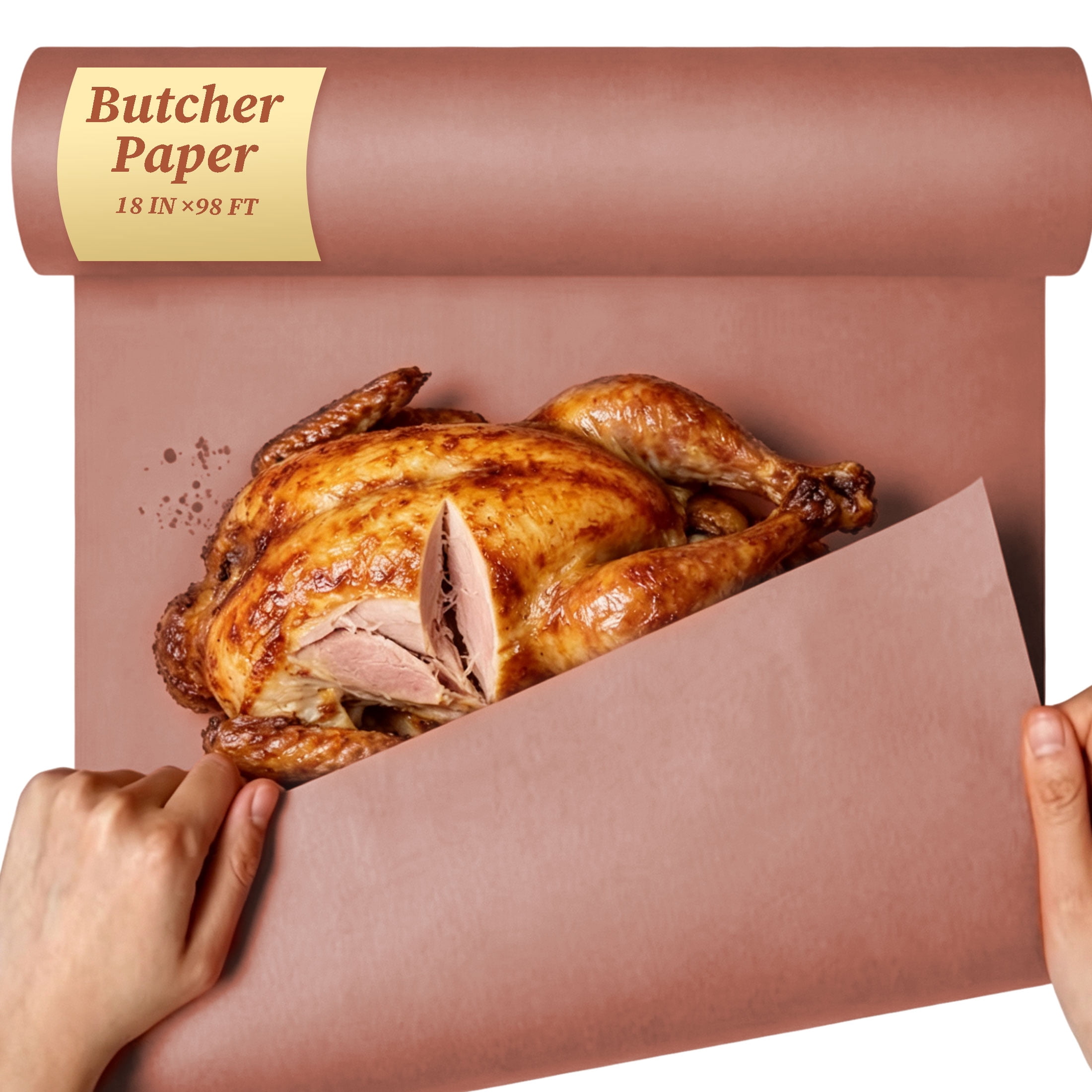 CISILOV Pink Butcher Paper Roll 18 Inch x 98 Feet, Food Grade Unwaxed Uncoated Butcher Paper for Smoking Meat, BBQ, Meat Wrapping, Serving & Craft
