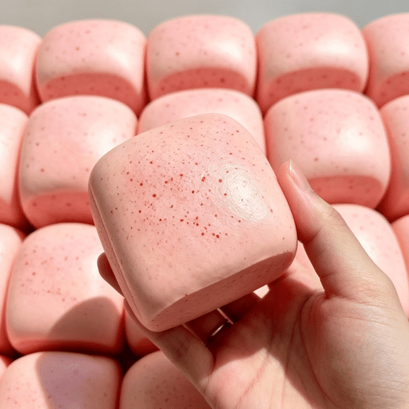 Pink Butter Bread Squishy, 2.35-Inch Sensory Fidget Toys for Adults & Teens ADHD Anxiety Relief, Realistic Bread Squishy with Butter Scent