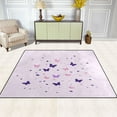 thumbnail image 1 of Pink Butterflies 80''x58'' Extra Large Plush Memory Foam Rug, Soft, Absorbent, Non Slip, 1 of 7