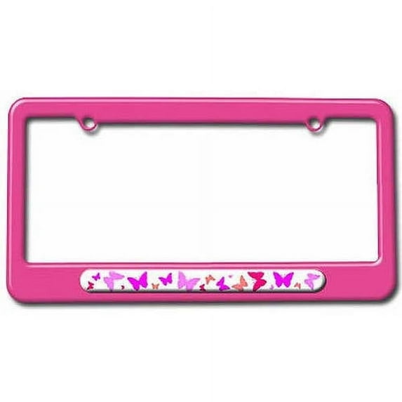 Pink Butterflies License Plate Tag Frame, Multiple Colors