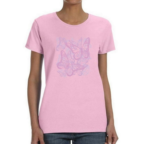 Pink Butterflies T-Shirt Women -Smartprints Designs, Female Large