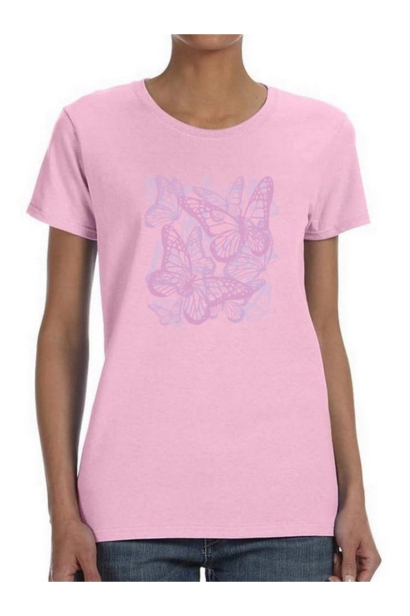 Pink Butterflies T-Shirt Women -Smartprints Designs, Female XX-Large