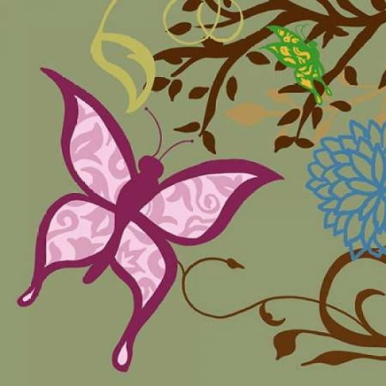 Pink Butterfly Canvas Art - Anna Quach (24 x 24)